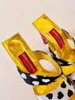 Sandali a due fasce in gros grain stampa cuori “Andrea Pifster Couture”