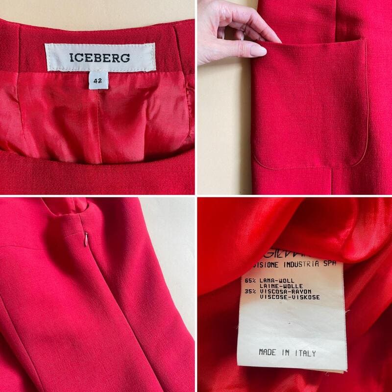 Scamiciato vintage Iceberg in rasato di lana rossa