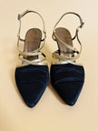 Scarpe in raso nero e pelle oro 