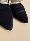 Scarpe in raso nero e pelle oro 