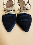 Scarpe in raso nero e pelle oro 