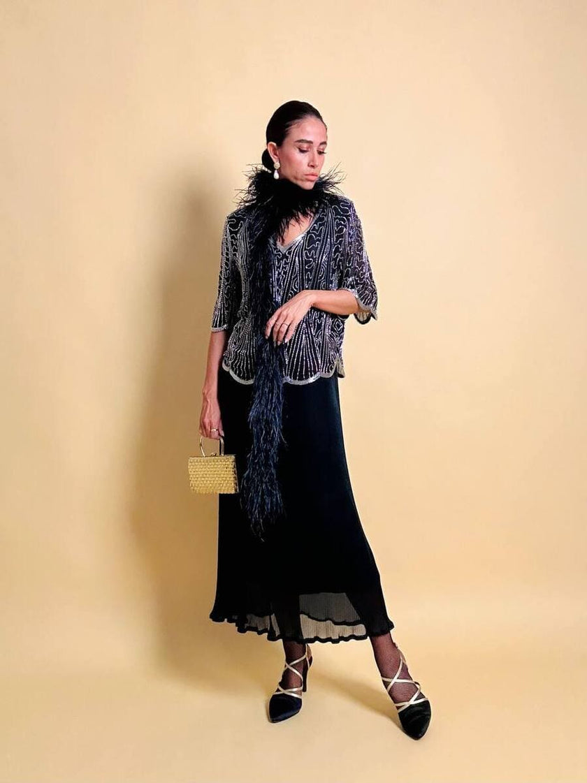 Scarpe in raso nero e pelle oro 