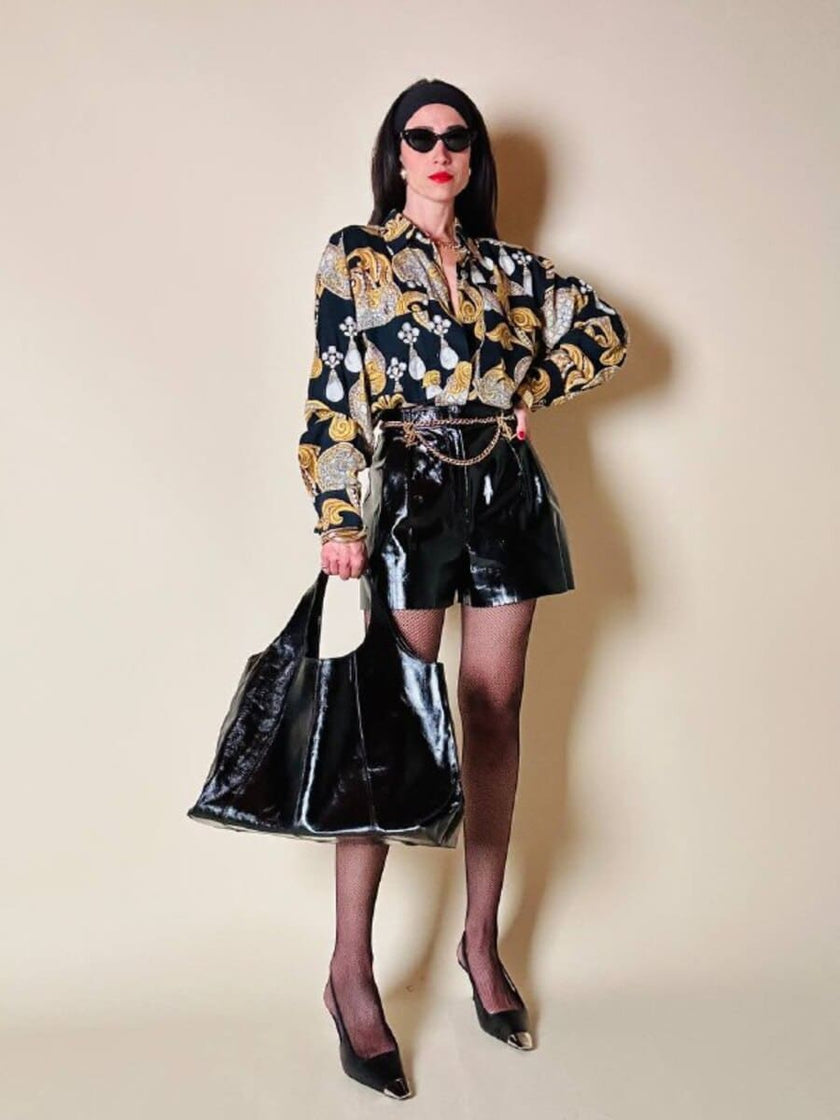 Shopping bag in vernice nera
