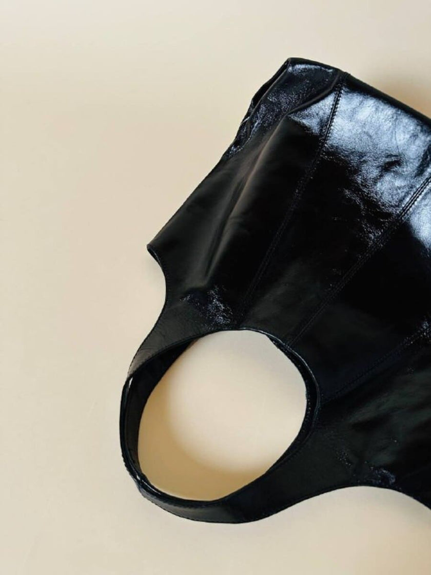 Shopping bag in vernice nera