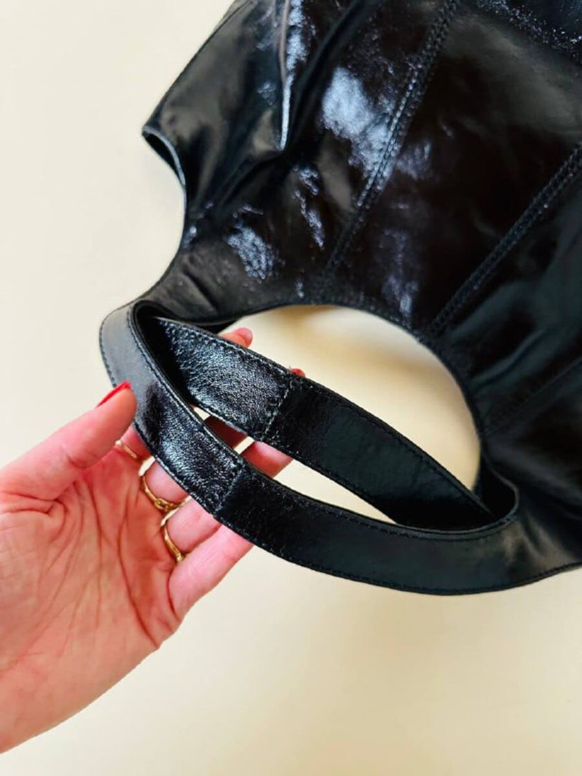 Shopping bag in vernice nera