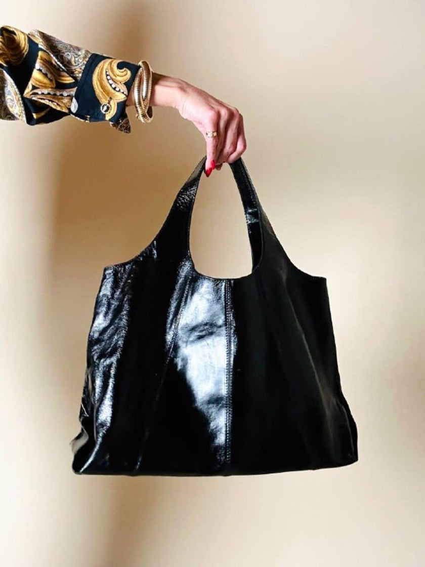Shopping bag in vernice nera