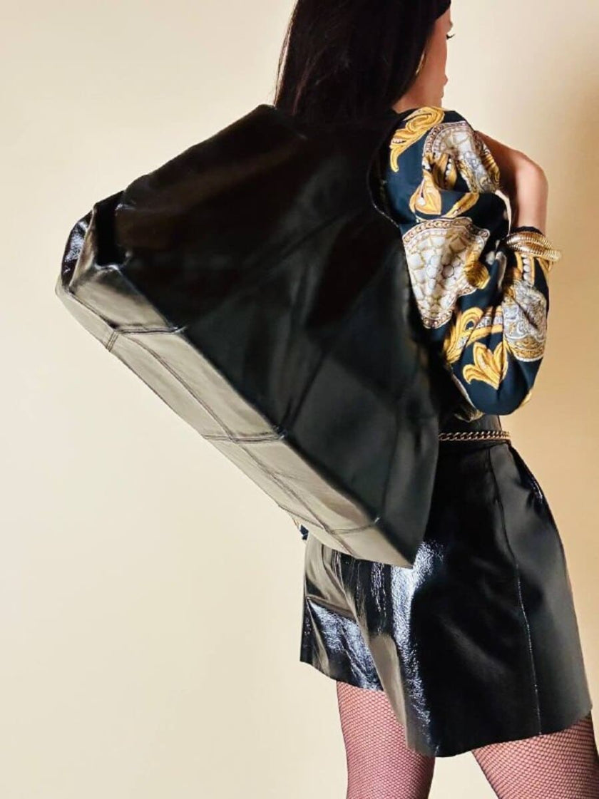 Shopping bag in vernice nera