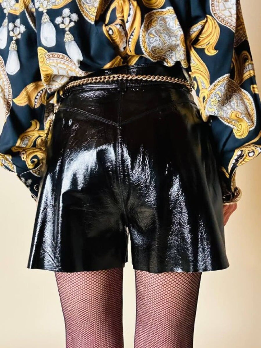 Leather short in vernice nera “Fendi”