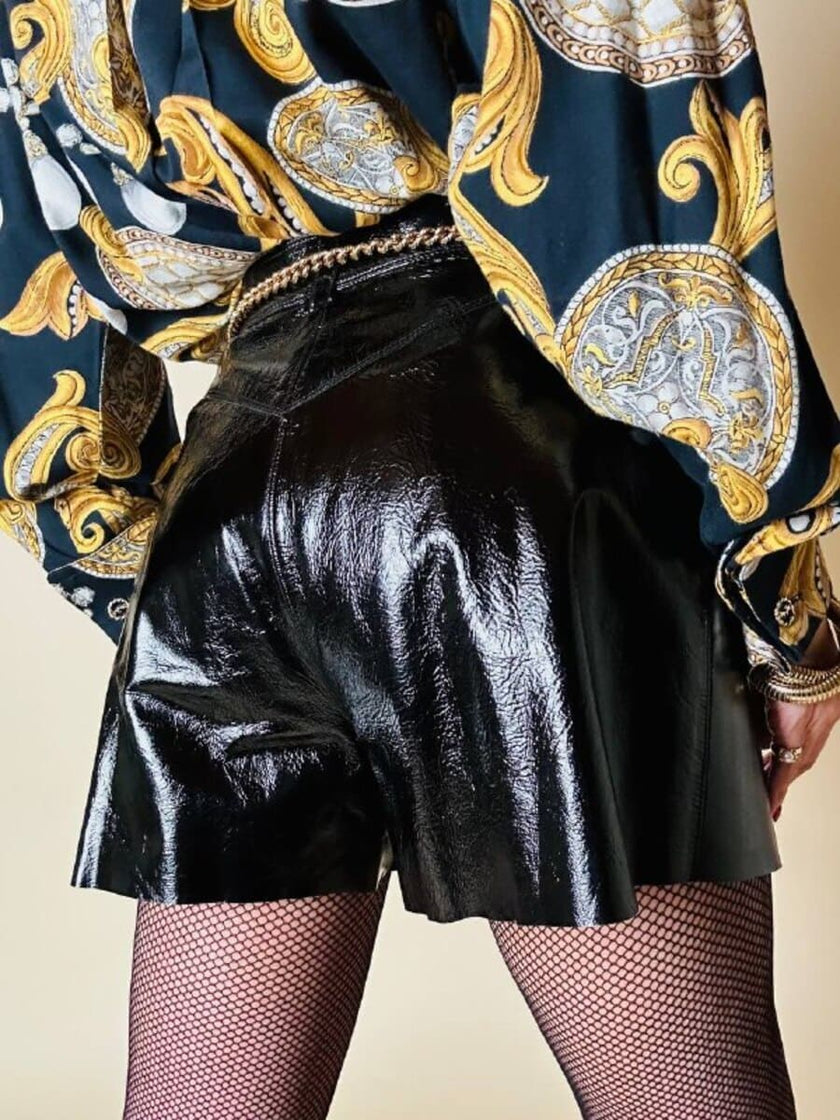 Leather short in vernice nera “Fendi”