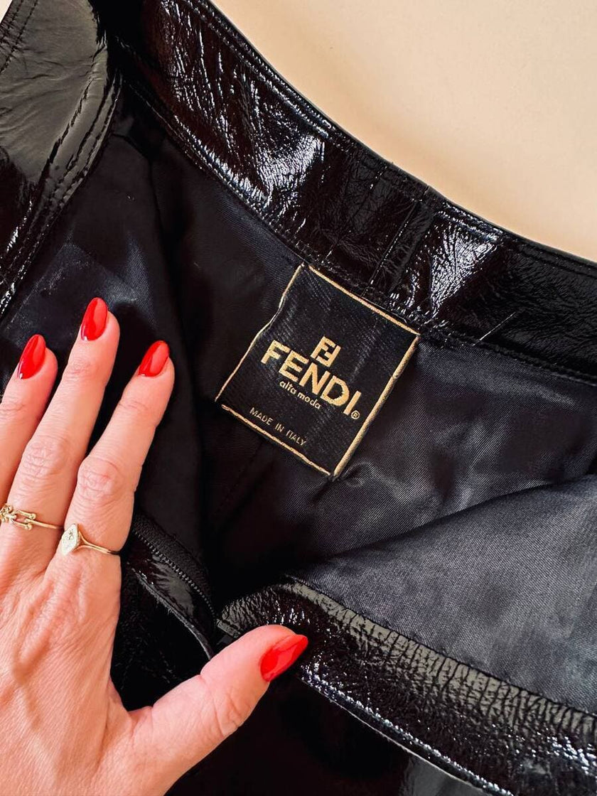 Leather short in vernice nera “Fendi”