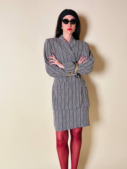 Tailleur a righe bianche e nere “Yves Saint Laurent”