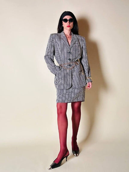 Tailleur a righe bianche e nere “Yves Saint Laurent”