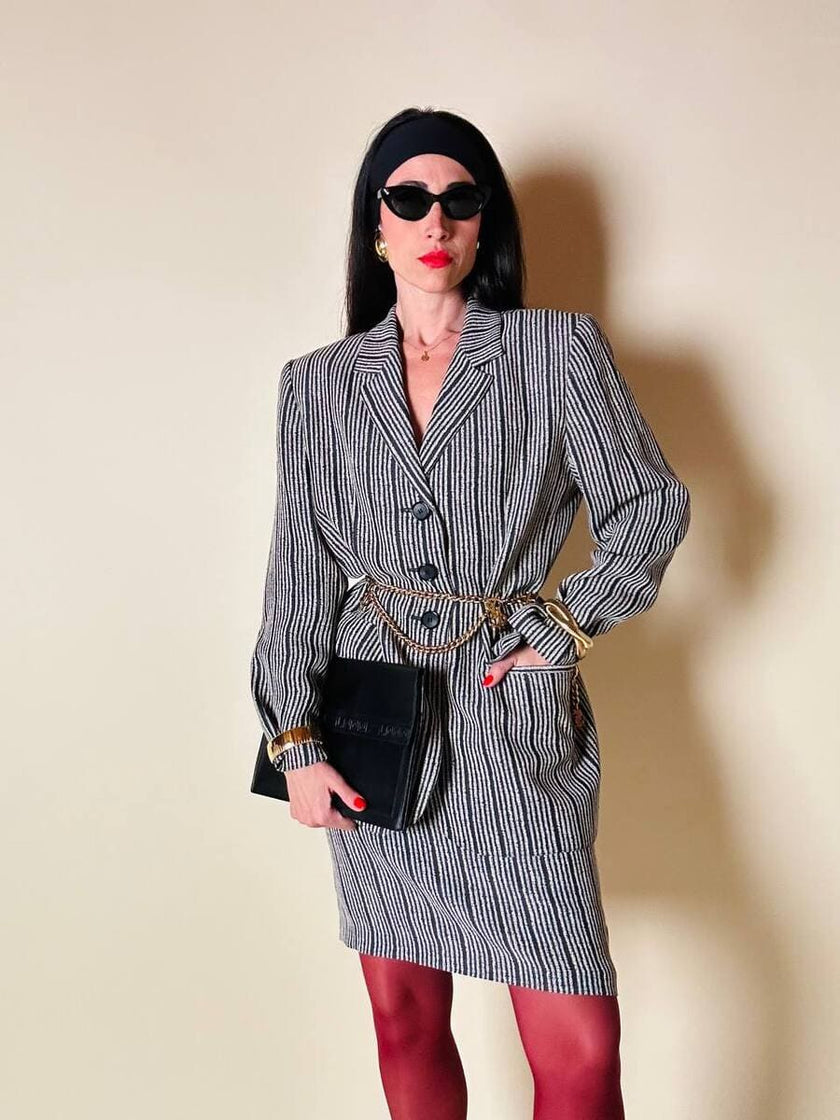 Tailleur a righe bianche e nere “Yves Saint Laurent”