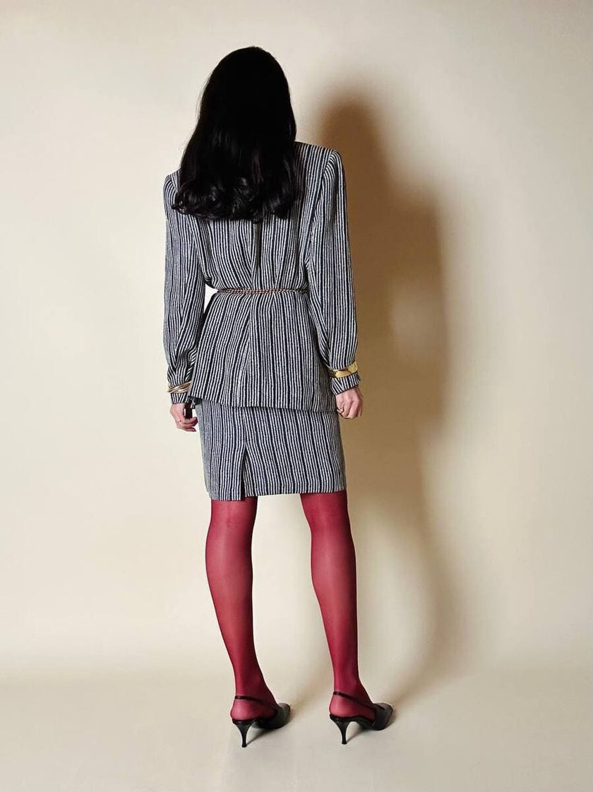 Tailleur a righe bianche e nere “Yves Saint Laurent”