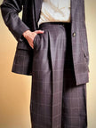 Tailleur “Genny” in rasato di lana misto cachemire color ebano fantasia finestrata