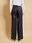 Tailleur “Genny” in rasato di lana misto cachemire color ebano fantasia finestrata