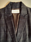 Tailleur “Genny” in rasato di lana misto cachemire color ebano fantasia finestrata