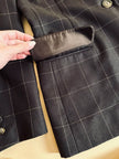 Tailleur “Genny” in rasato di lana misto cachemire color ebano fantasia finestrata