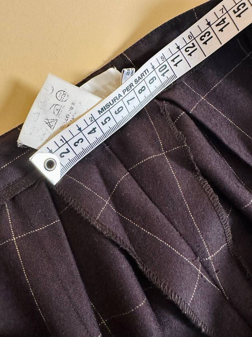 Tailleur “Genny” in rasato di lana misto cachemire color ebano fantasia finestrata