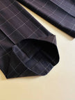 Tailleur “Genny” in rasato di lana misto cachemire color ebano fantasia finestrata