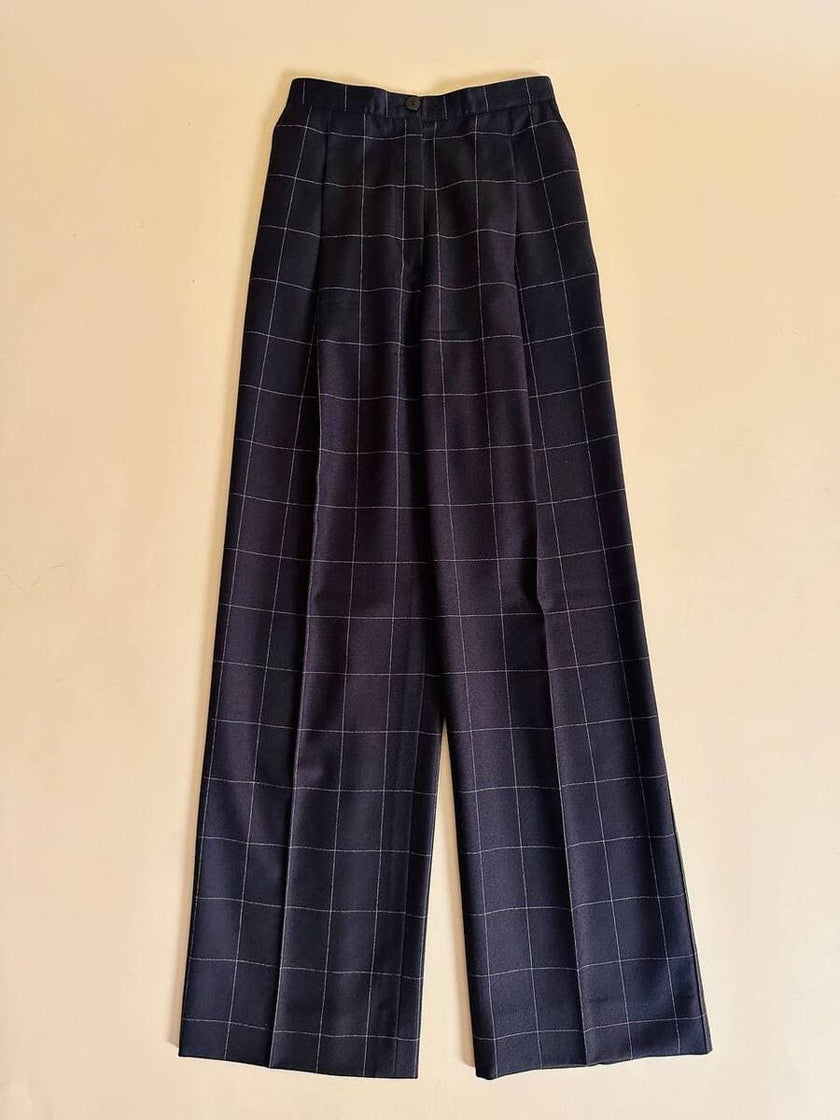 Tailleur “Genny” in rasato di lana misto cachemire color ebano fantasia finestrata