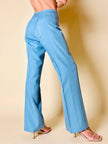 Tailleur sartoriale giacca/pantalone in seta grezza azzurro cielo