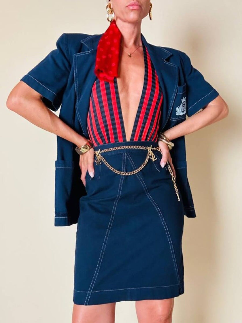 Tailleur in cotone blu “Fendi”