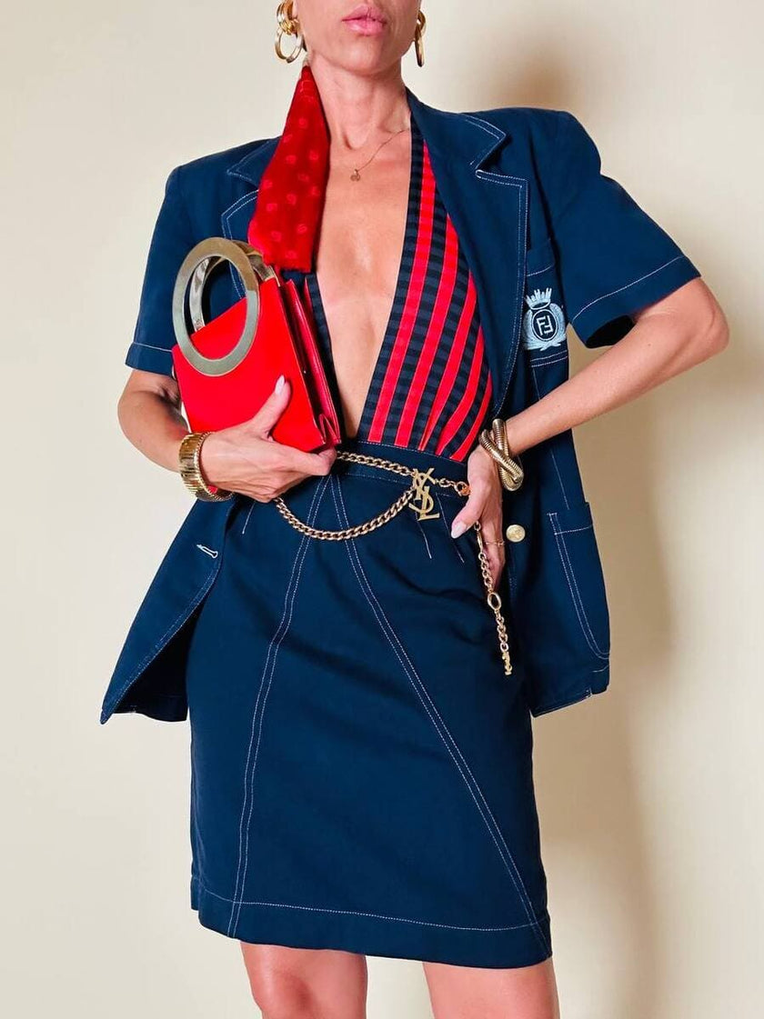 Tailleur in cotone blu “Fendi”