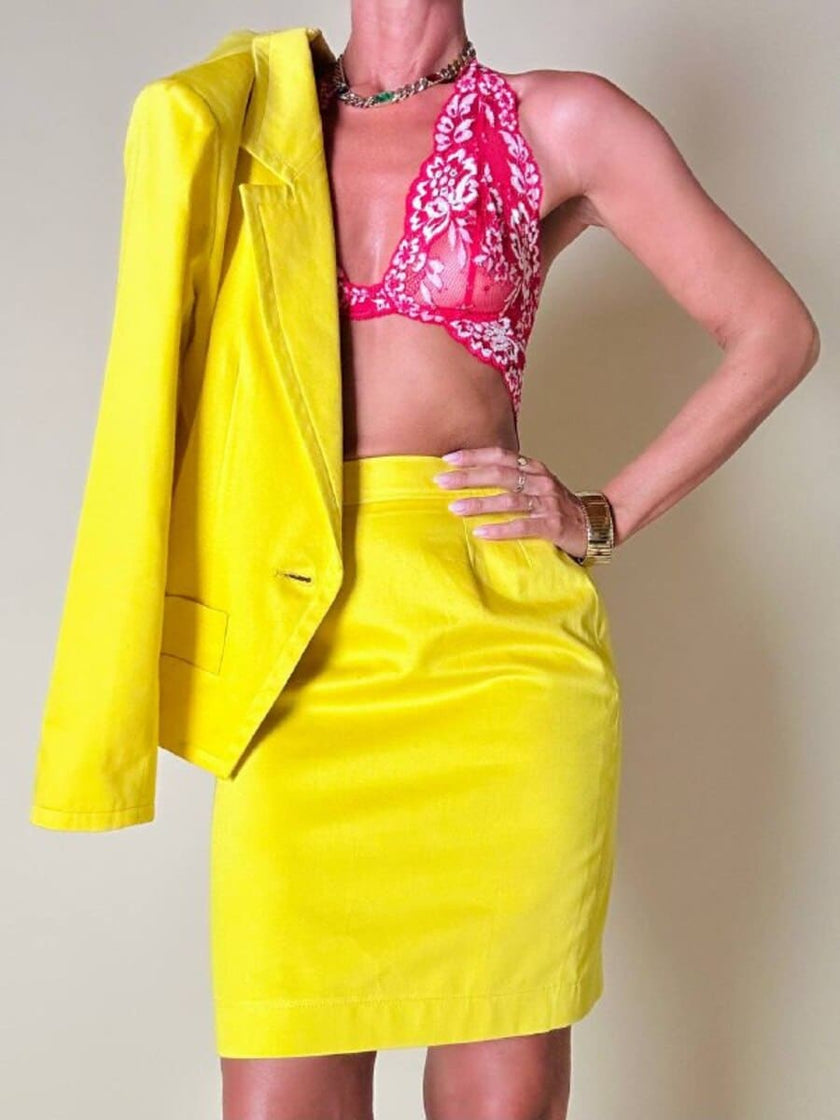 Tailleur in cotone giallo “Yves Saint Laurent”