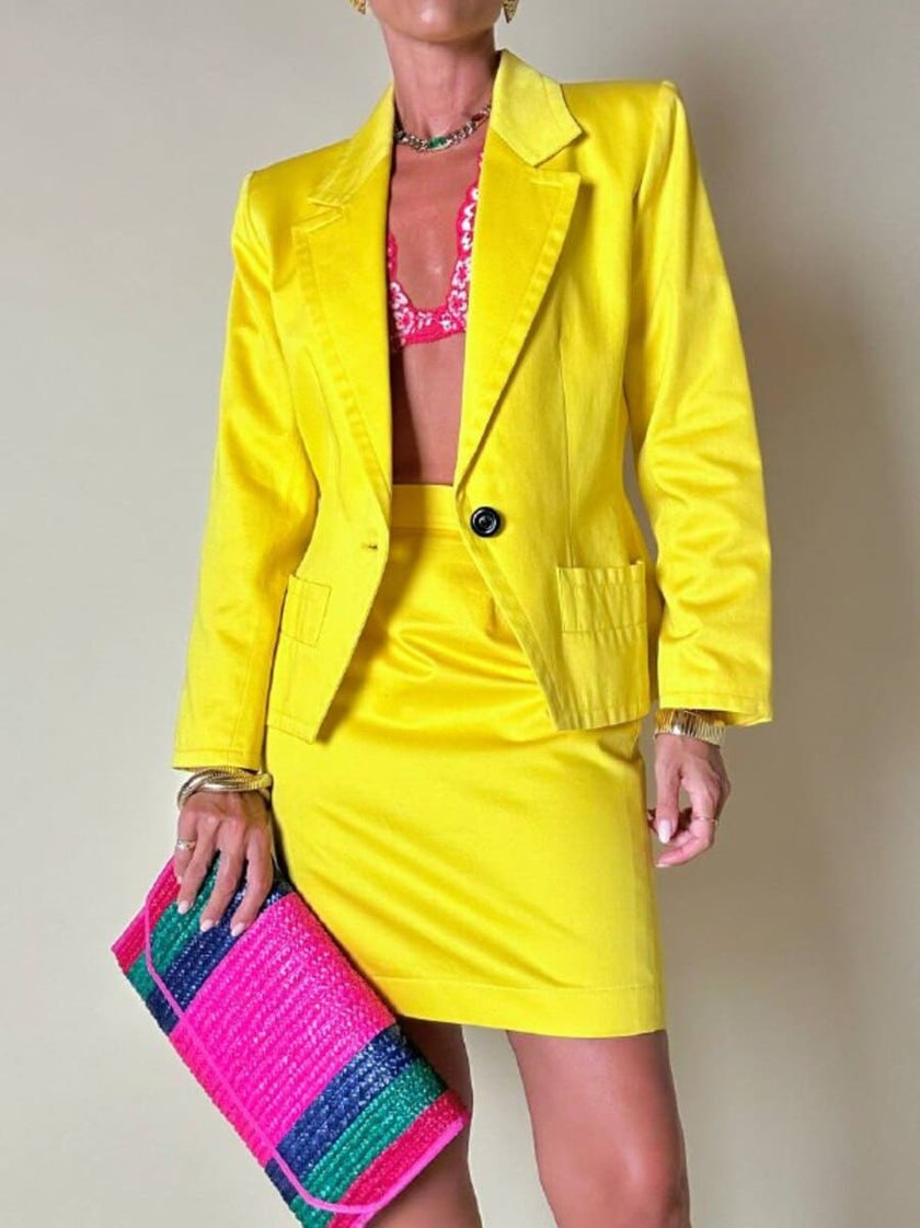 Tailleur in cotone giallo “Yves Saint Laurent”