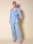 Tailleur giacca/pantalone in fresco di lana celeste “Guy Laroche”