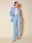 Tailleur giacca/pantalone in fresco di lana celeste “Guy Laroche”
