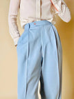Tailleur giacca/pantalone in fresco di lana celeste “Guy Laroche”
