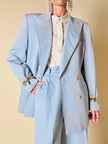 Tailleur giacca/pantalone in fresco di lana celeste “Guy Laroche”