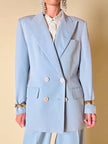 Tailleur giacca/pantalone in fresco di lana celeste “Guy Laroche”