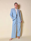 Tailleur giacca/pantalone in fresco di lana celeste “Guy Laroche”