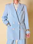 Tailleur giacca/pantalone in fresco di lana celeste “Guy Laroche”