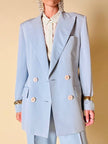 Tailleur giacca/pantalone in fresco di lana celeste “Guy Laroche”