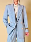 Tailleur giacca/pantalone in fresco di lana celeste “Guy Laroche”
