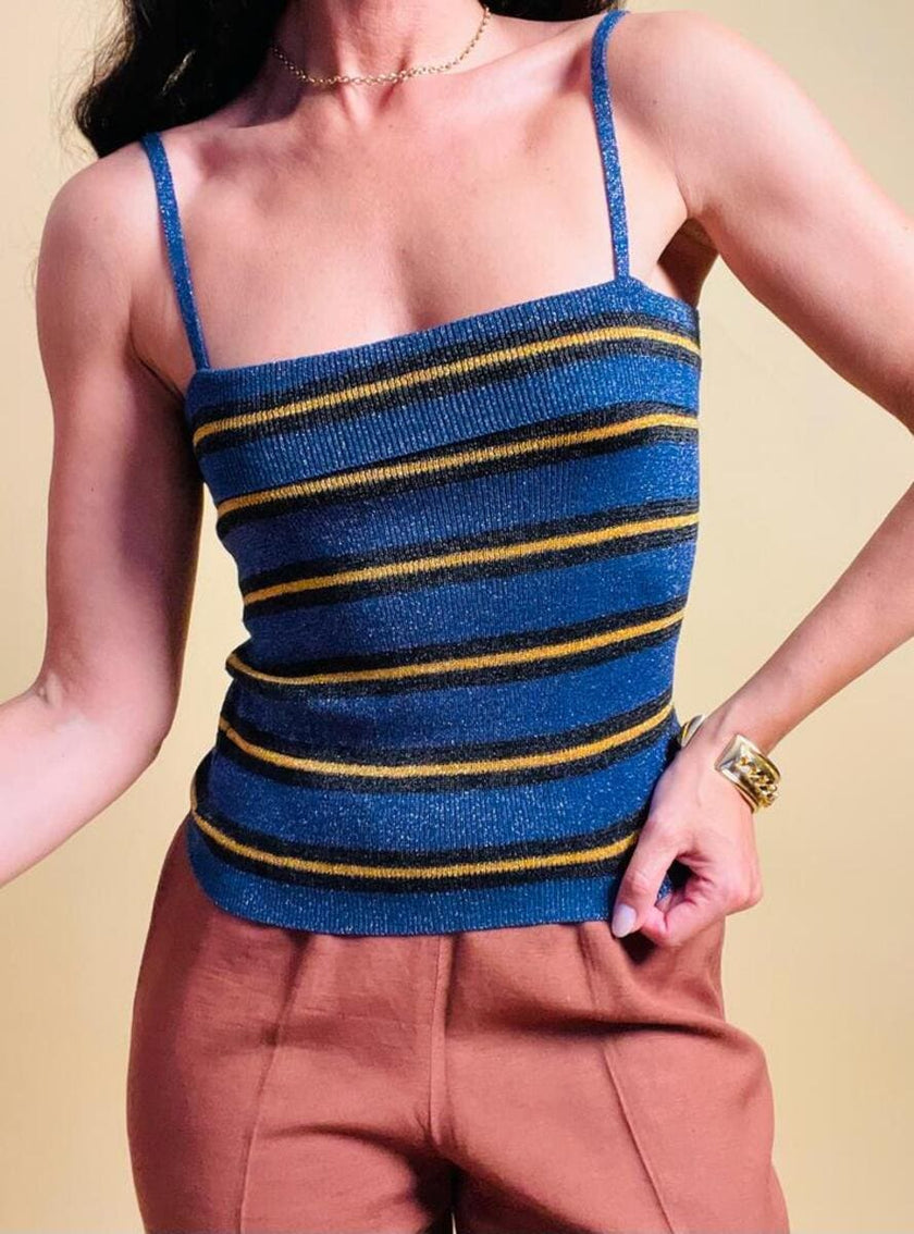 Top in Lurex a righe multicolor