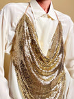 Top vintage a fazzoletto in maglia metallica oro