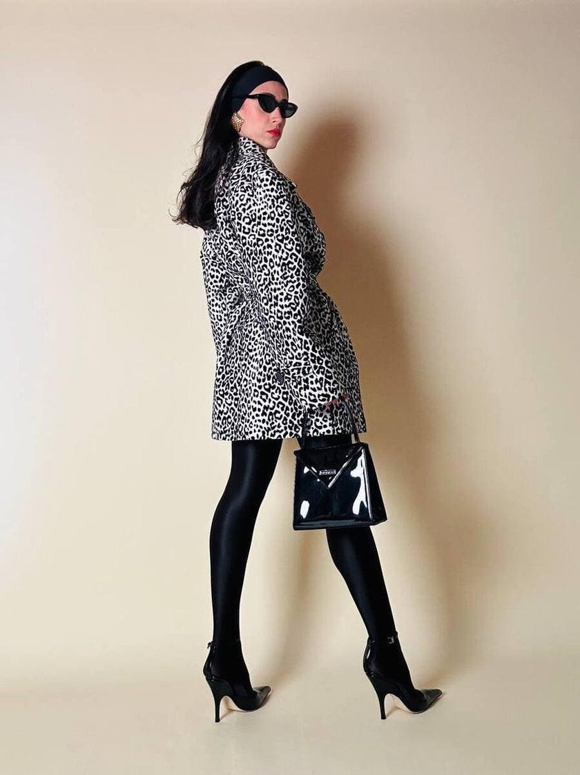 Trench leopardato in ecopelle black and white “Fendissime”