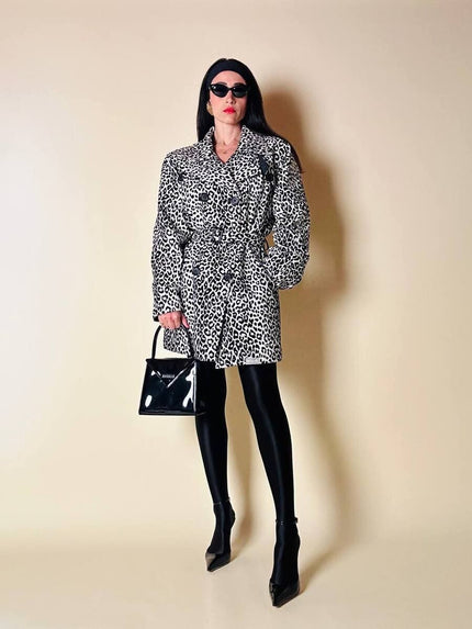 Trench leopardato in ecopelle black and white “Fendissime”