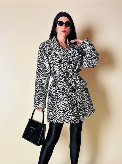Trench leopardato in ecopelle black and white “Fendissime”