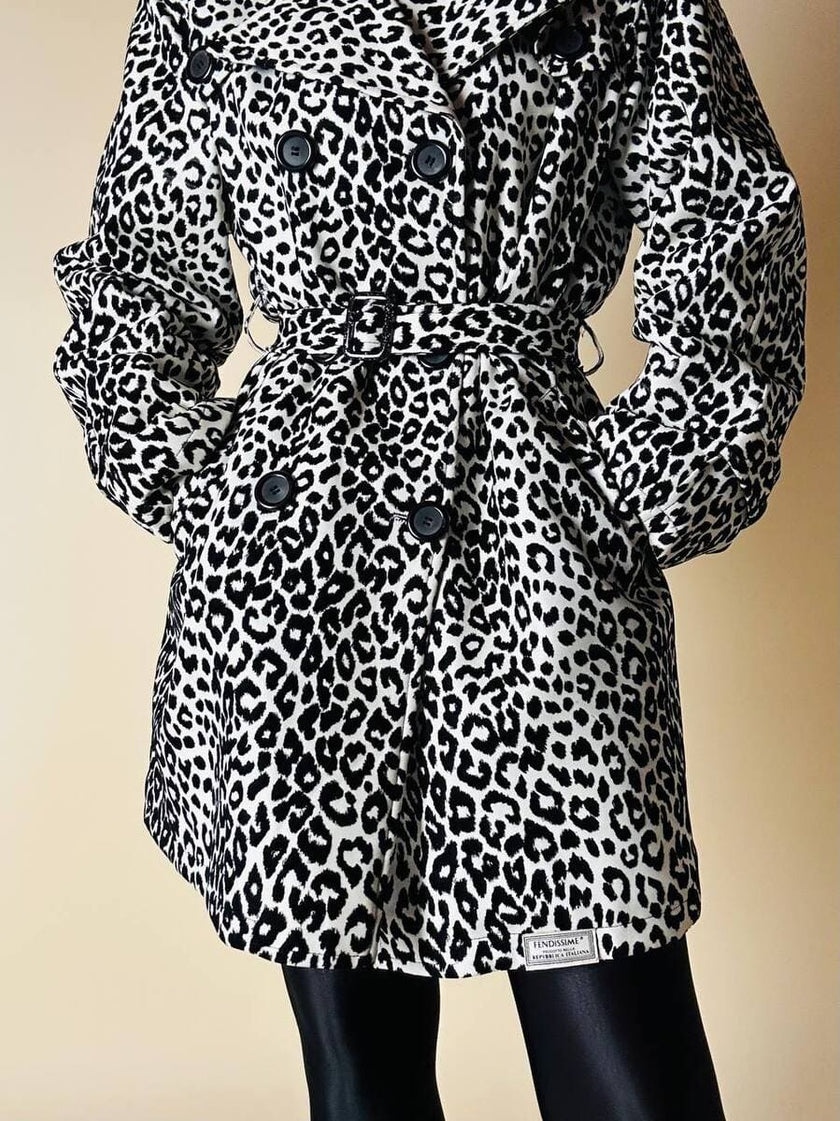 Trench leopardato in ecopelle black and white “Fendissime”