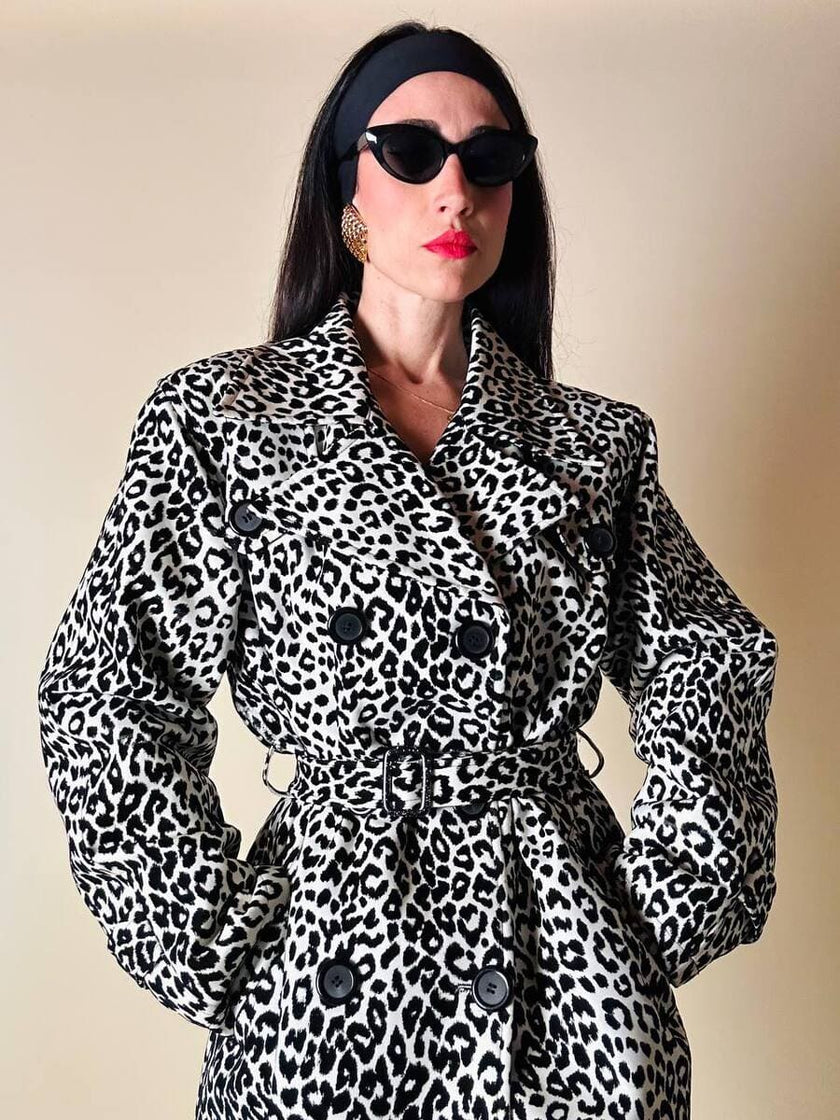 Trench leopardato in ecopelle black and white “Fendissime”