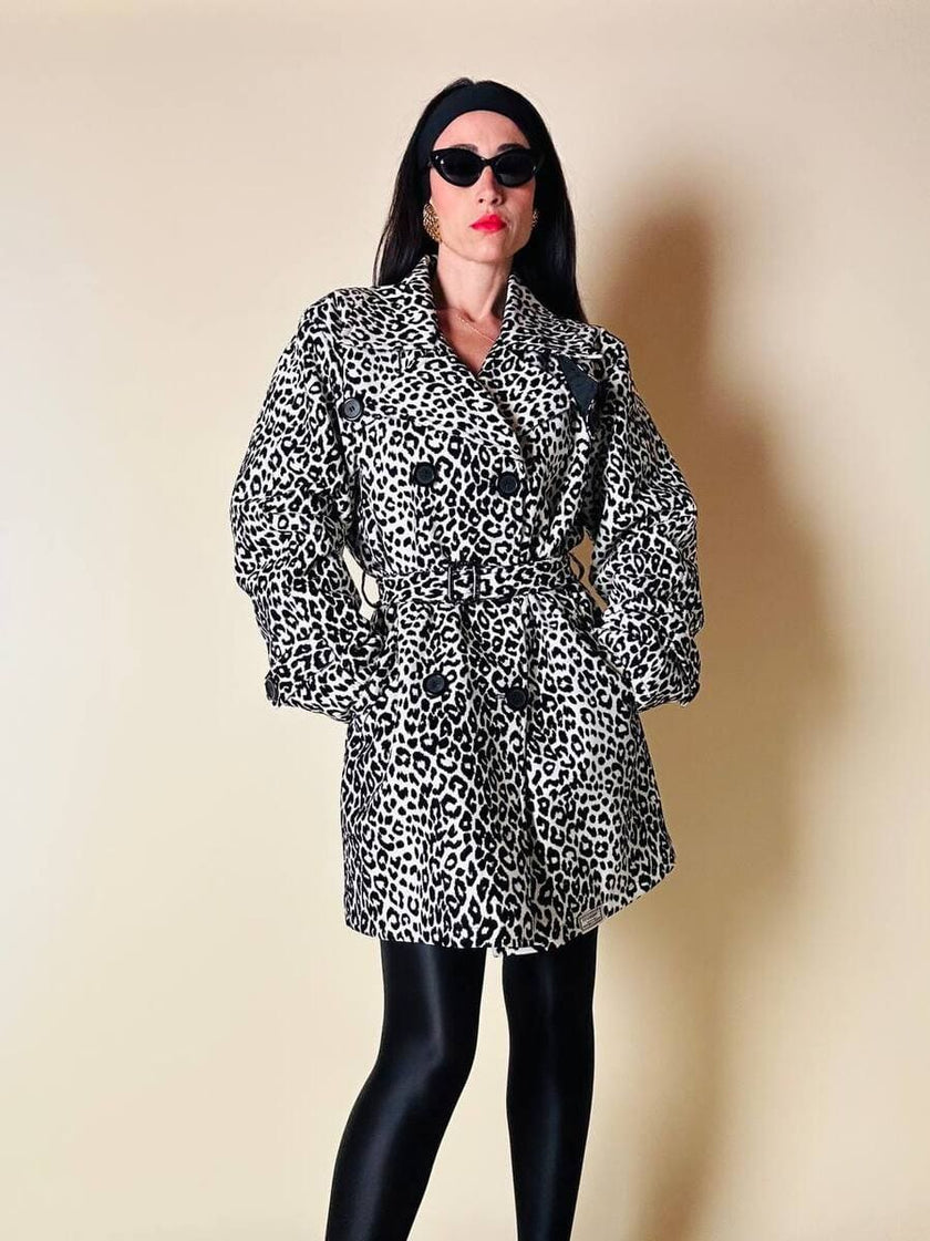 Trench leopardato in ecopelle black and white “Fendissime”