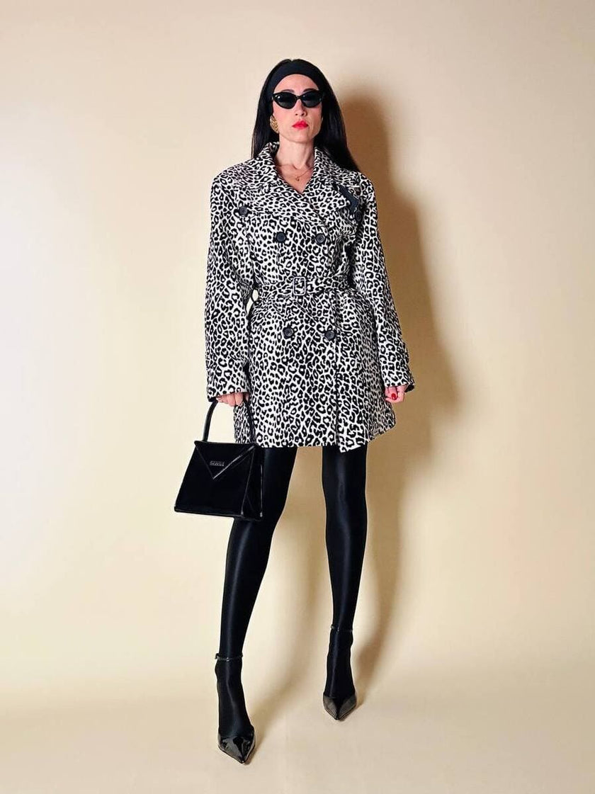 Trench leopardato in ecopelle black and white “Fendissime”