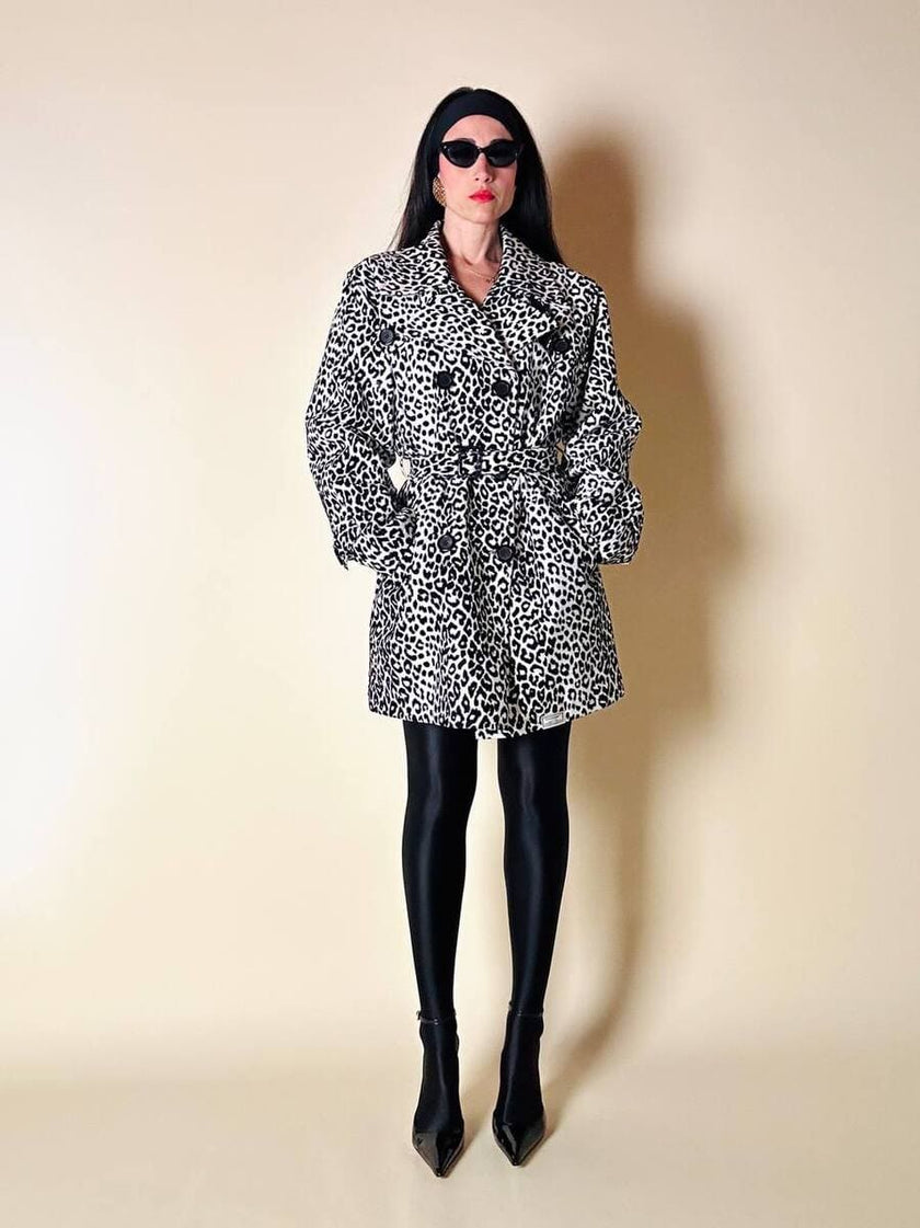 Trench leopardato in ecopelle black and white “Fendissime”
