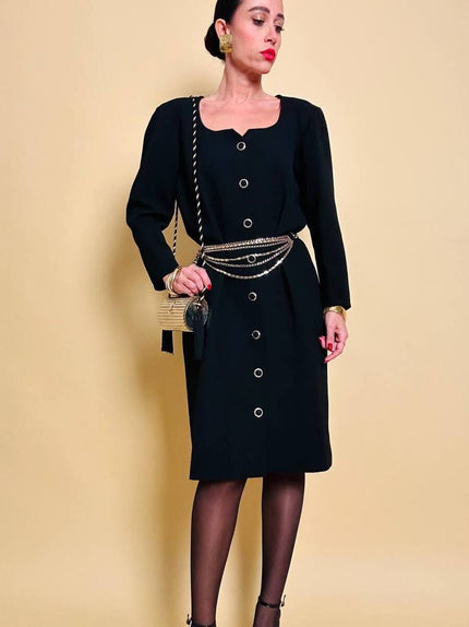 Tubino nero con bottoni gioiello “Yves Saint Laurent”